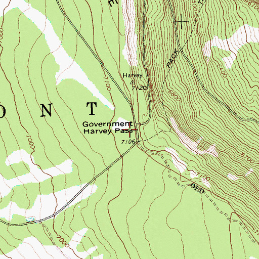 Topographic Map of Government Harvey Pass, OR