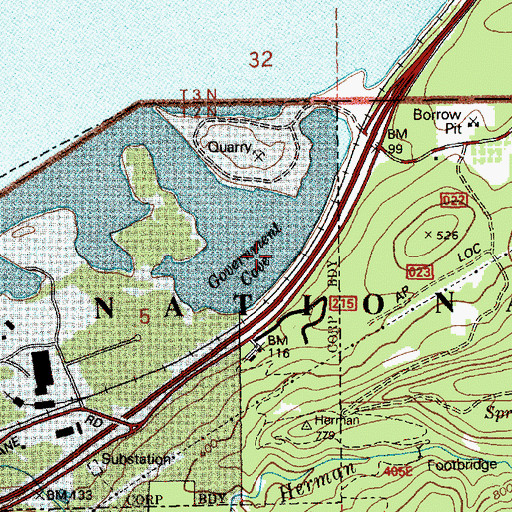 Topographic Map of Government Cove, OR