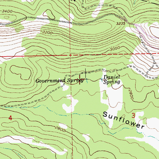 Topographic Map of Government Spring, OR