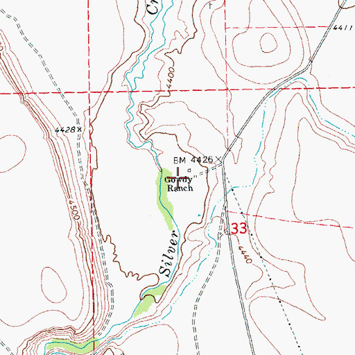 Topographic Map of Gowdy Ranch, OR