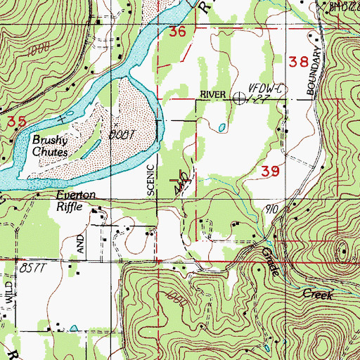 Topographic Map of Grade Creek, OR
