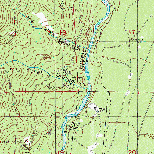 Topographic Map of Graham Creek, OR
