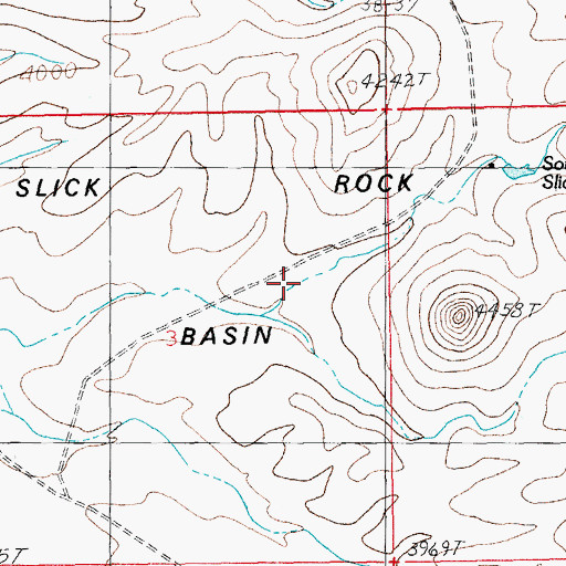 Topographic Map of Slick Rock Basin, AZ