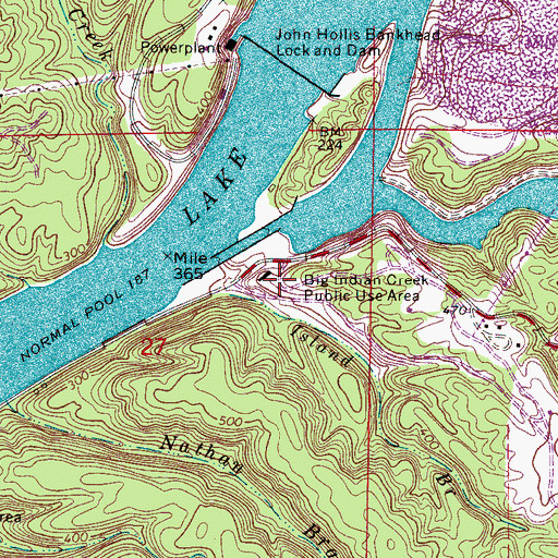 Topographic Map of Big Indian Creek Public Use Area, AL
