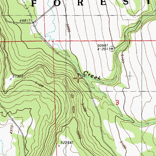 Topographic Map of Graham Creek, OR