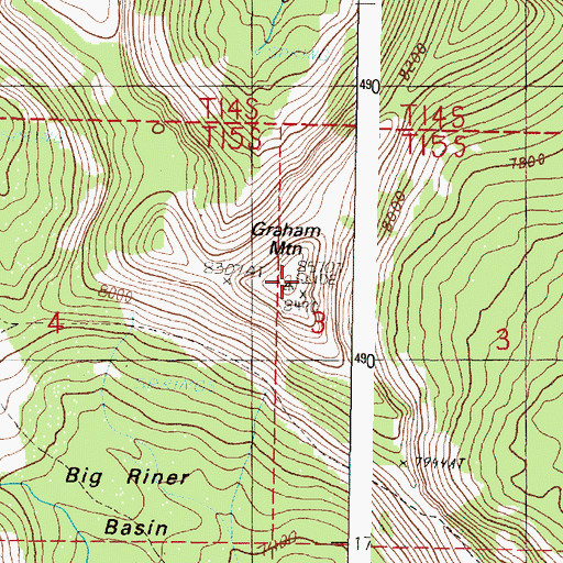 Topographic Map of Graham Mountain, OR