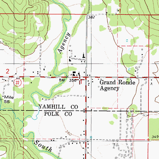 Topographic Map of Grand Ronde Agency, OR