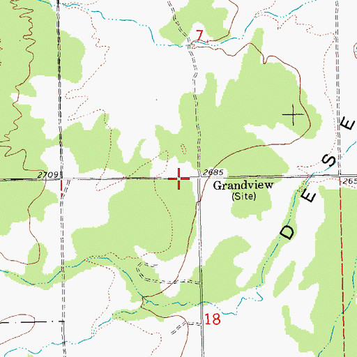 Topographic Map of Grandview, OR