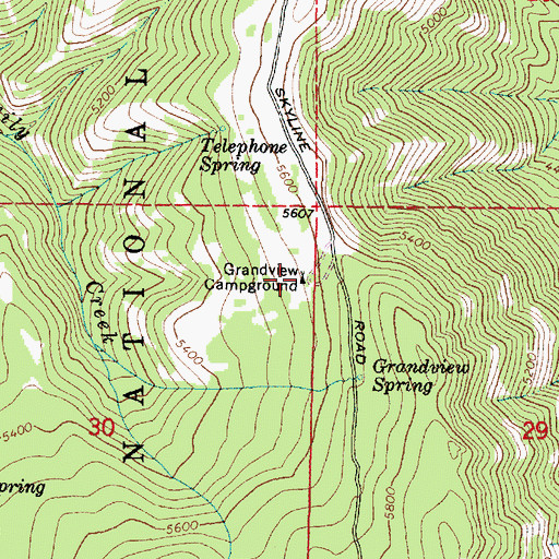 Topographic Map of Grandview Campground, OR
