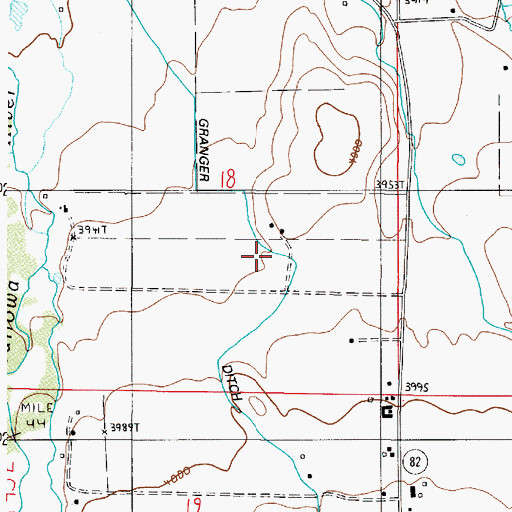 Topographic Map of Granger Ditch, OR