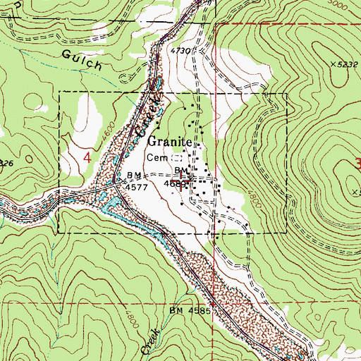 Topographic Map of Granite, OR