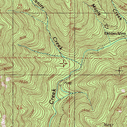 Topographic Map of Granite Creek, OR