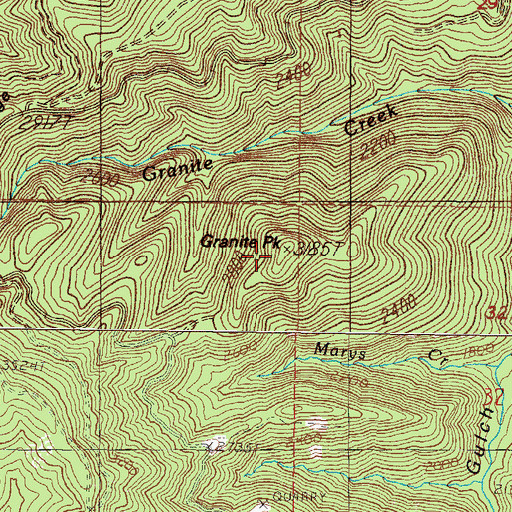 Topographic Map of Granite Peak, OR