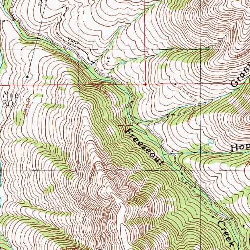 Topographic Map of Granny Creek, OR