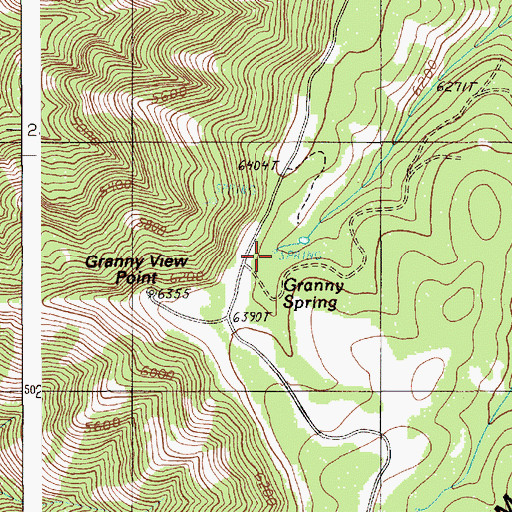 Topographic Map of Granny Spring, OR