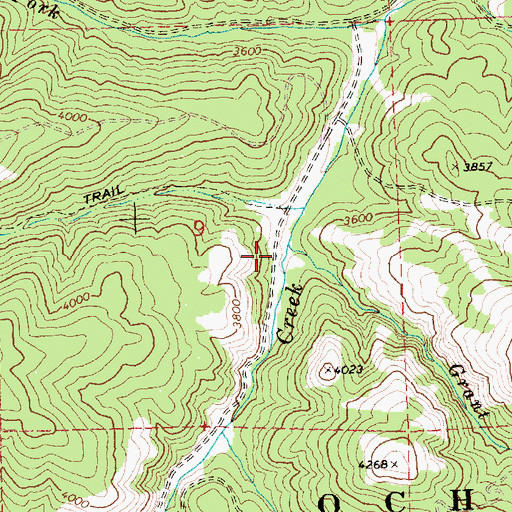 Topographic Map of Grant Creek, OR