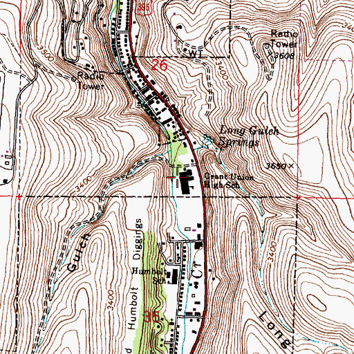 Topographic Map of Grant Union High School, OR