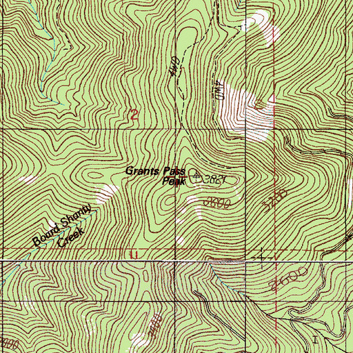 Topographic Map of Grants Pass Peak, OR