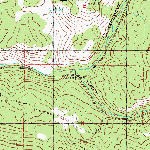 Topographic Map of Grasshopper Creek, OR