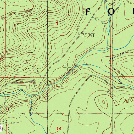 Topographic Map of Grassy Creek, OR
