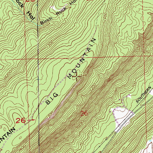 Topographic Map of Big Mountain, AL