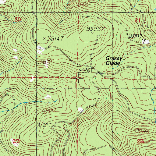 Topographic Map of Grassy Glade, OR