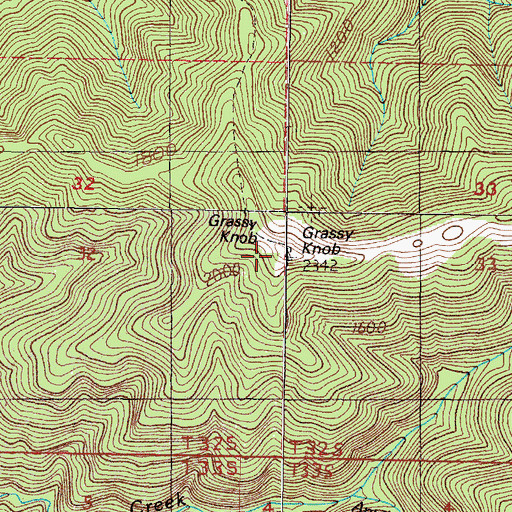 Topographic Map of Grassy Knob, OR