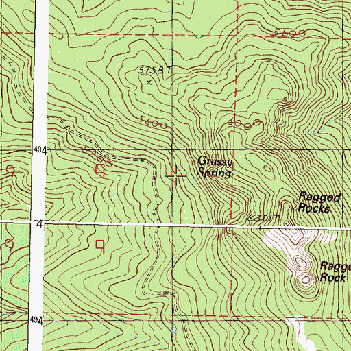 Topographic Map of Grassy Spring, OR