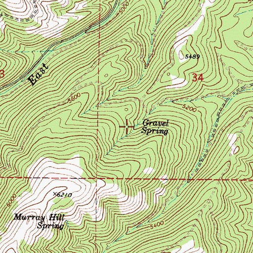 Topographic Map of Gravel Spring, OR