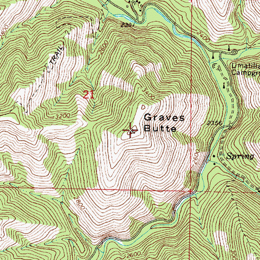 Topographic Map of Graves Butte, OR
