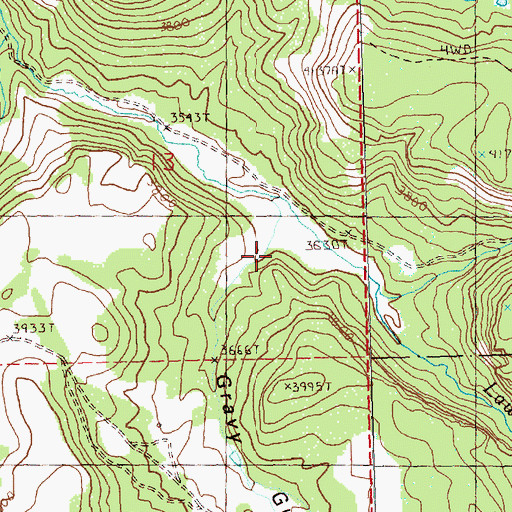 Topographic Map of Gravy Gulch, OR
