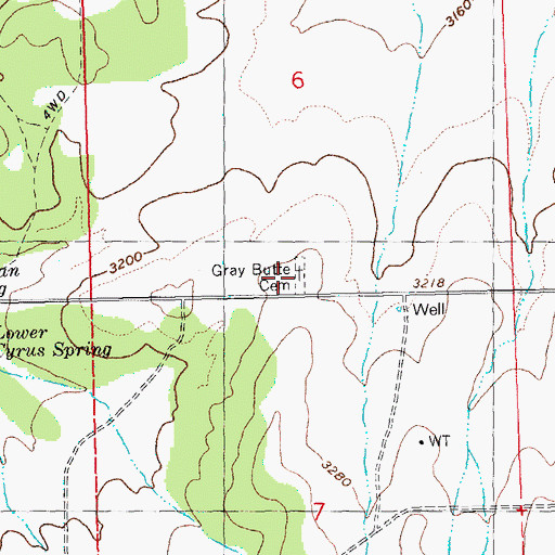 Topographic Map of Gray Butte Cemetery, OR