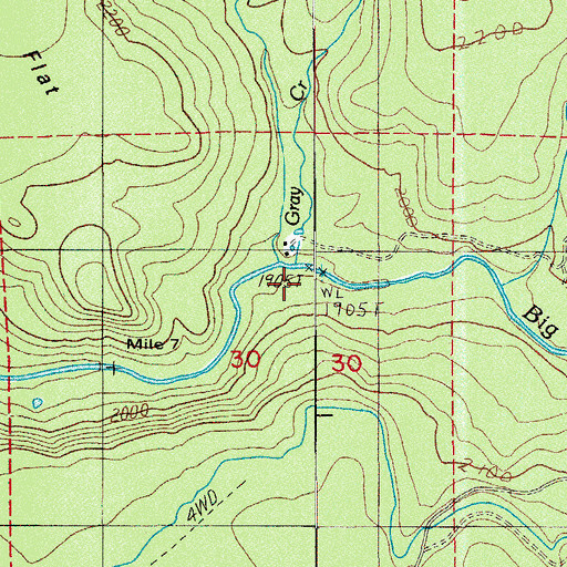 Topographic Map of Gray Creek, OR