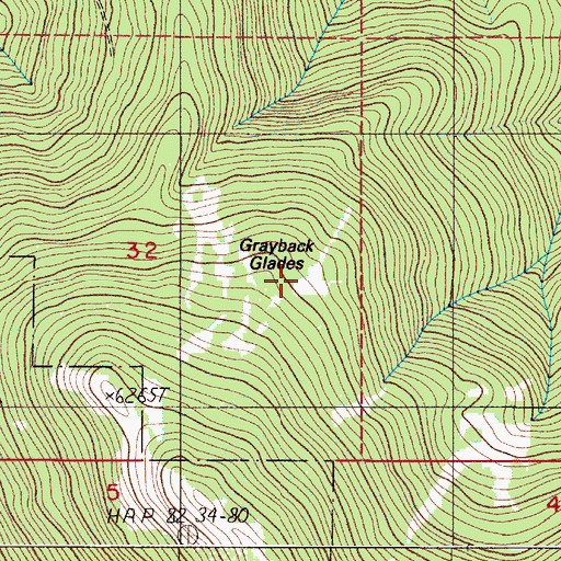 Topographic Map of Grayback Glades, OR
