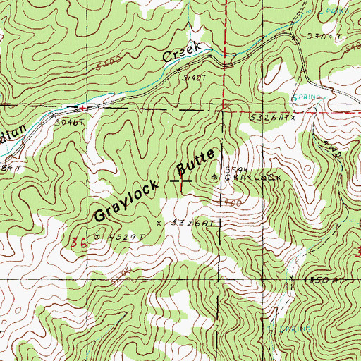 Topographic Map of Graylock Butte, OR
