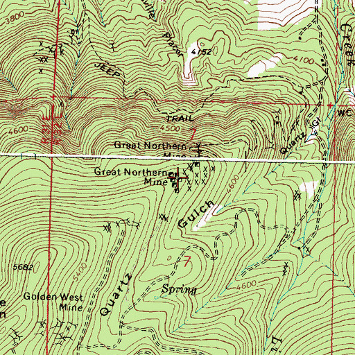 Topographic Map of Great Northern Mine, OR