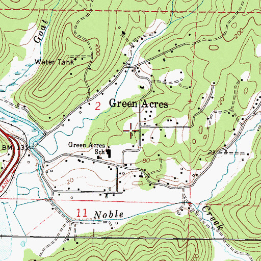 Topographic Map of Green Acres, OR