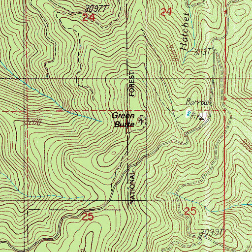 Topographic Map of Green Butte, OR