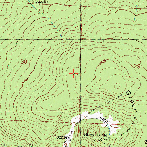 Topographic Map of Green Butte, OR