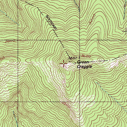 Topographic Map of Green Craggie, OR
