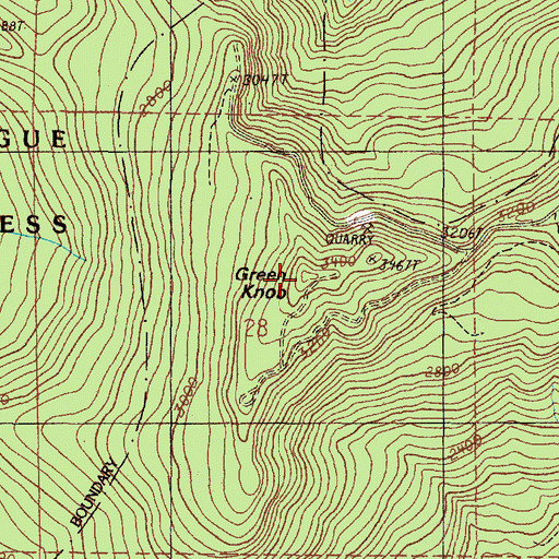 Topographic Map of Green Knob, OR