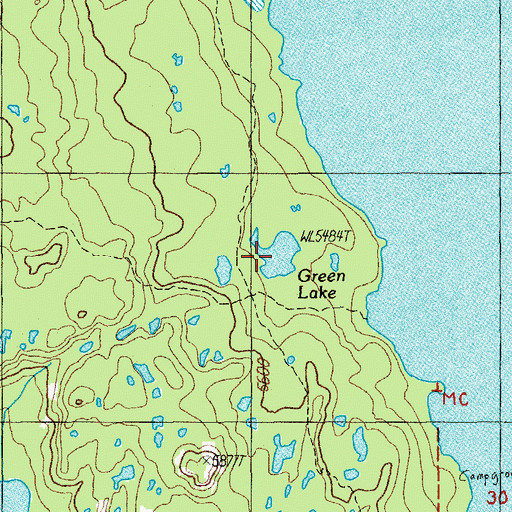 Topographic Map of Green Lake, OR