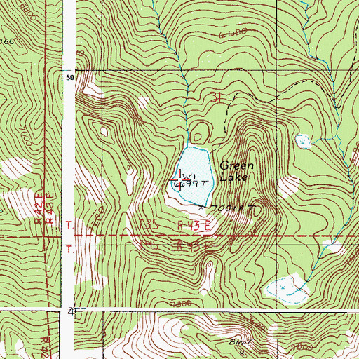 Topographic Map of Green Lake, OR