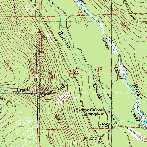 Topographic Map of Green Lake Creek, OR