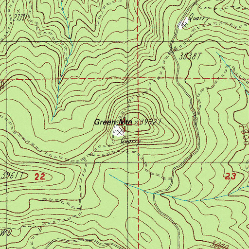 Topographic Map of Green Mountain, OR