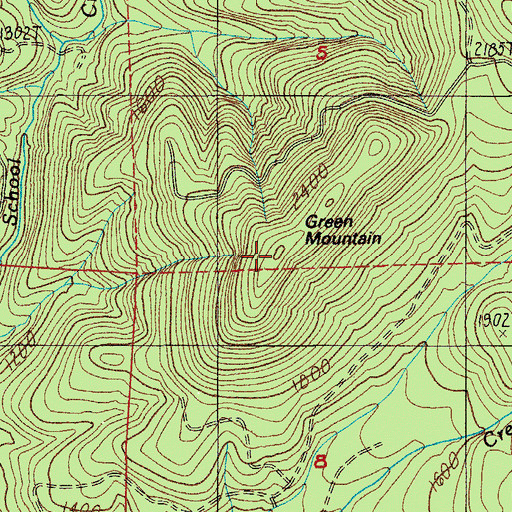 Topographic Map of Green Mountain, OR