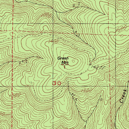 Topographic Map of Green Mountain, OR