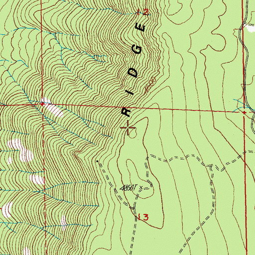 Topographic Map of Green Ridge, OR