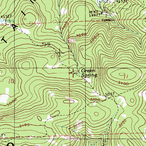 Topographic Map of Green Spring, OR