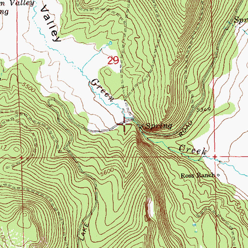 Topographic Map of Green Valley, OR